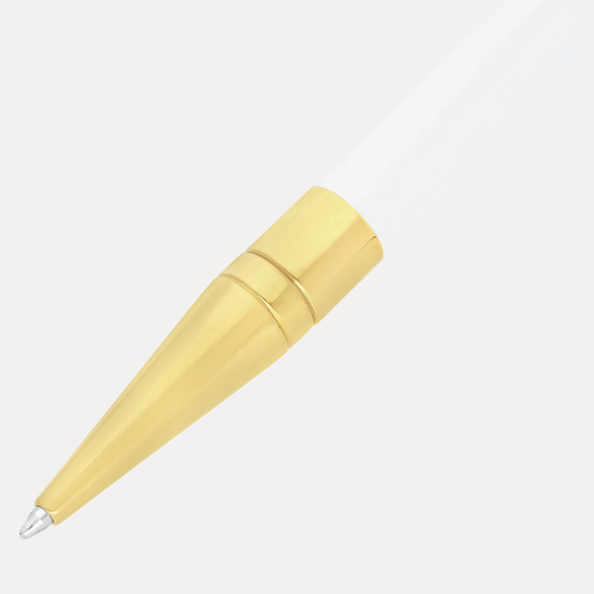Stylo bille ST Dupont blanc doré