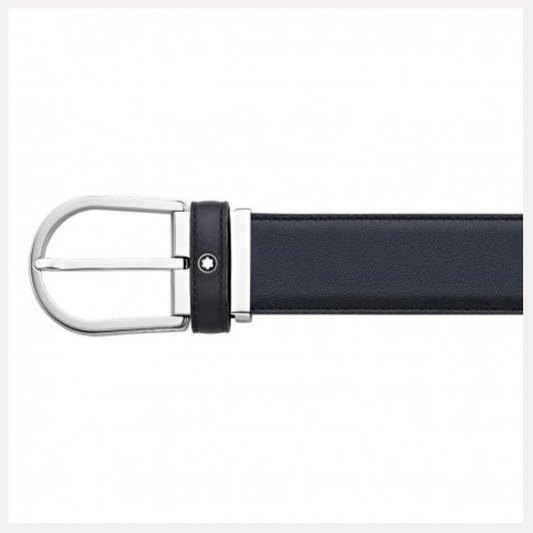 Ceinture Montblanc 12888 boucle fer à cheval 35 mm bleue
