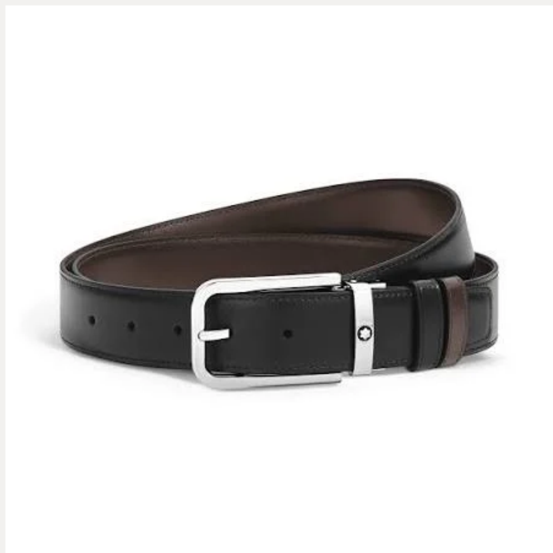 Ceinture réversible Montblanc Meisterstück en cuir noir et marron – Réf. 223407