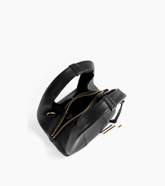 Le Tanneur. Sac à main en cuir grainé noir Juliette