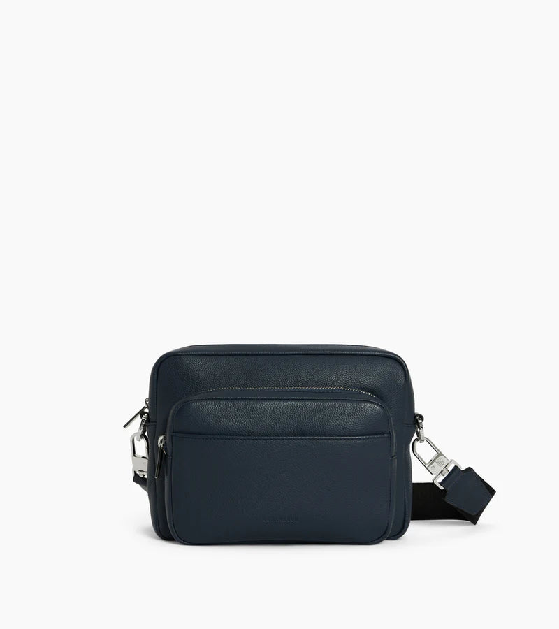 Le Tanneur- Petit sac bandoulière cuir grainé Marceau bleu crépuscule