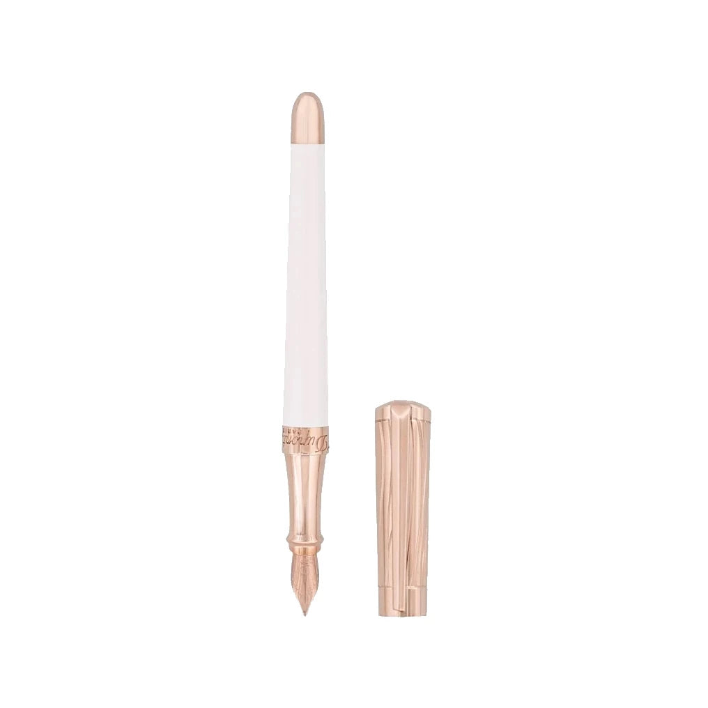 ST Dupont. Stylo plume Liberté blanc et or rose. 460398