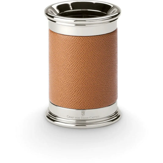 Graf Von Faber Castell. Pot à crayon cuir cognac